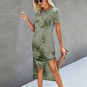 Green High-Low Midi Dress